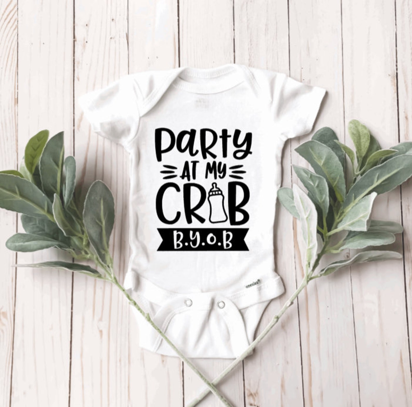 Funny Baby Onesie Party at My Crib Onesie BYOB Onesie Girl Etsy