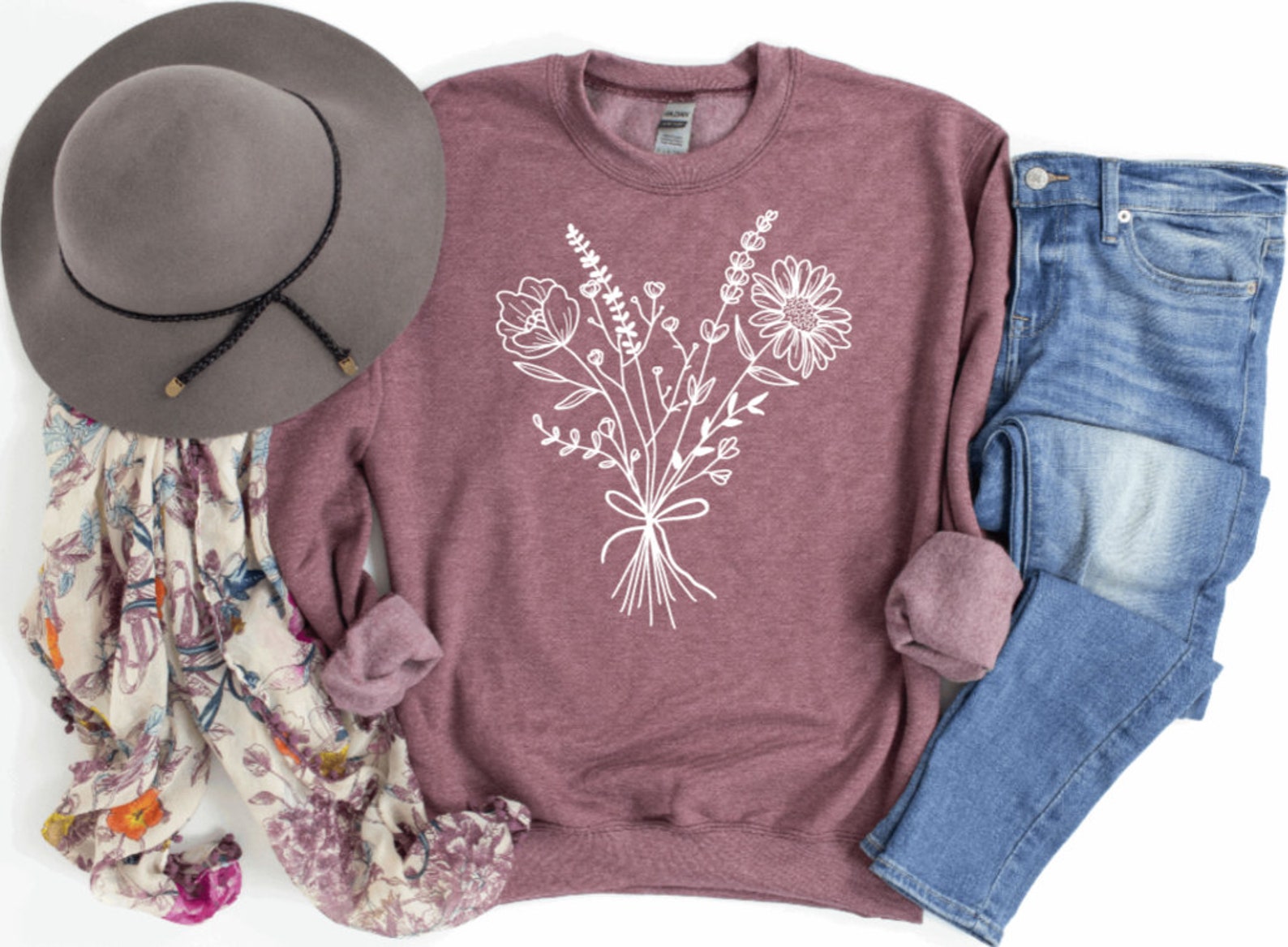 Wildflower Sweatshirt Floral Sweatshirt Cute Womens Etsy