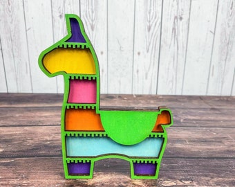 Fiesta Tier Tray Decor, Donkey Centerpiece, Fiesta Party Decorations, Alpaca Party, Llama Party, Mini 3D Sign, Tier Tray Decor