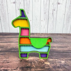 Fiesta Tier Tray Decor, Donkey Centerpiece, Fiesta Party Decorations, Alpaca Party, Llama Party, Mini 3D Sign, Tier Tray Decor