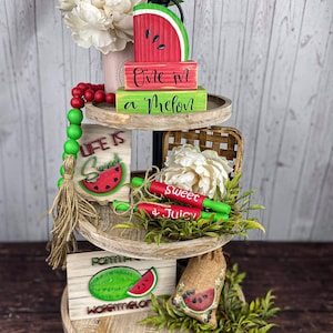 Watermelon tiered tray decor bundle