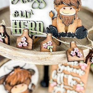 Floral Cow Tag Garland: Handmade Farmhouse Decor (19&quot;)
