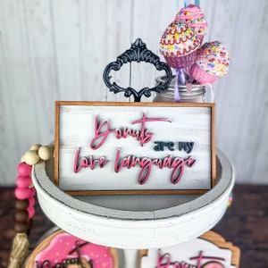 Donut Tiered Tray, Donut Tiered Tray Signs, Coffee Bar Signs, Tiered Trays, Tiered Tray Decor, Donut Decor, Donut Signs