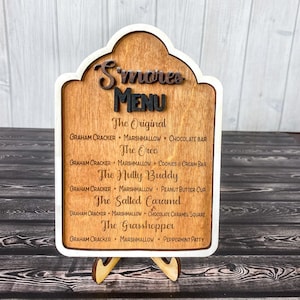 Smore Menu Sign, Summer Decor, S&#39;mores Tiered Tray Set, S&#39;mores Bar, Set of 4, Camping Tiered Tray, Summer Tier Tray, S&#39;more Party
