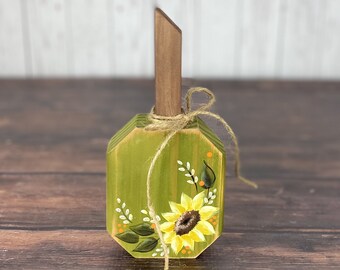 Hand Painted Wood Pumpkin: Rustic Farmhouse Fall Decor