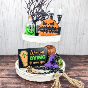 Halloween Tiered Tray Decor Bundle: Handmade Spooky Signs