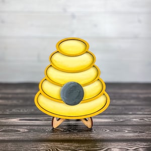 Handmade Bee Tiered Tray Decor: Honey Bee Hive Sign