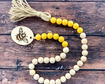 Bee Wood Bead Garland: Farmhouse Tiered Tray Decor