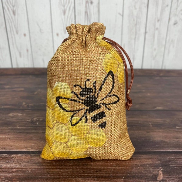 Bumble Bee Burlap Bag: Summer Tiered Tray Decor (5x3")