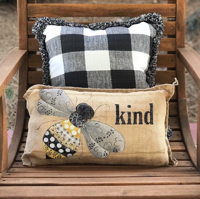 Bee Pillow Plush Bee Pillows Outdoor Etsy