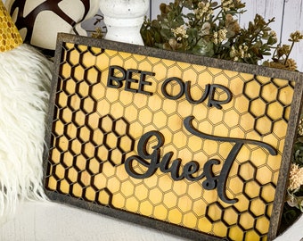 Farmhouse Wood Honey Bee Sign, Farm Fresh Honey, Farmhouse Tiered Tray Decor, Honey Bee Decor, Bee Tier Tray Decor