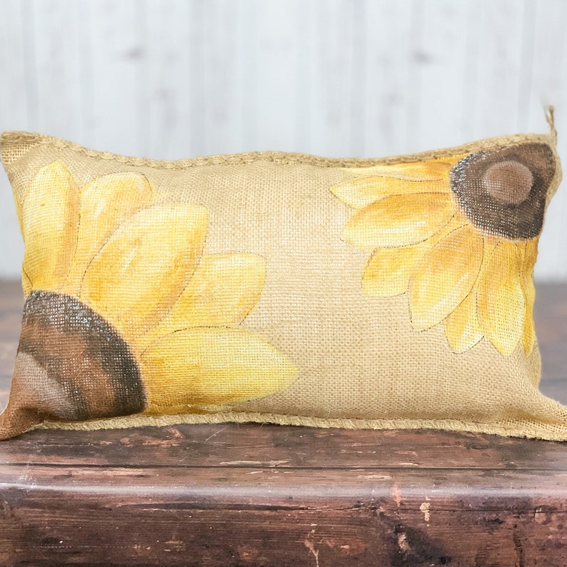 Farmhouse Sunflower Burlap Pillow Farmhouse Pillows Burlap Etsy
