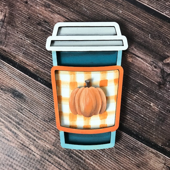 3D Pumpkin Spice Latte Wood Sign: Fall Tiered Tray Decor
