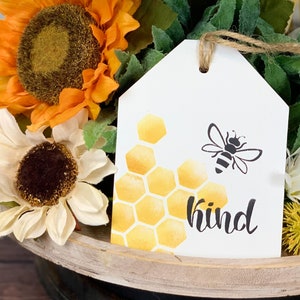 Bee Kind Tag: Handmade Tiered Tray Decor (4x5.35)