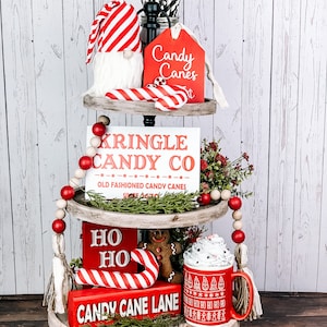 Candy Cane Lane Tiered Tray Decor: Christmas 3D Signs Bundle