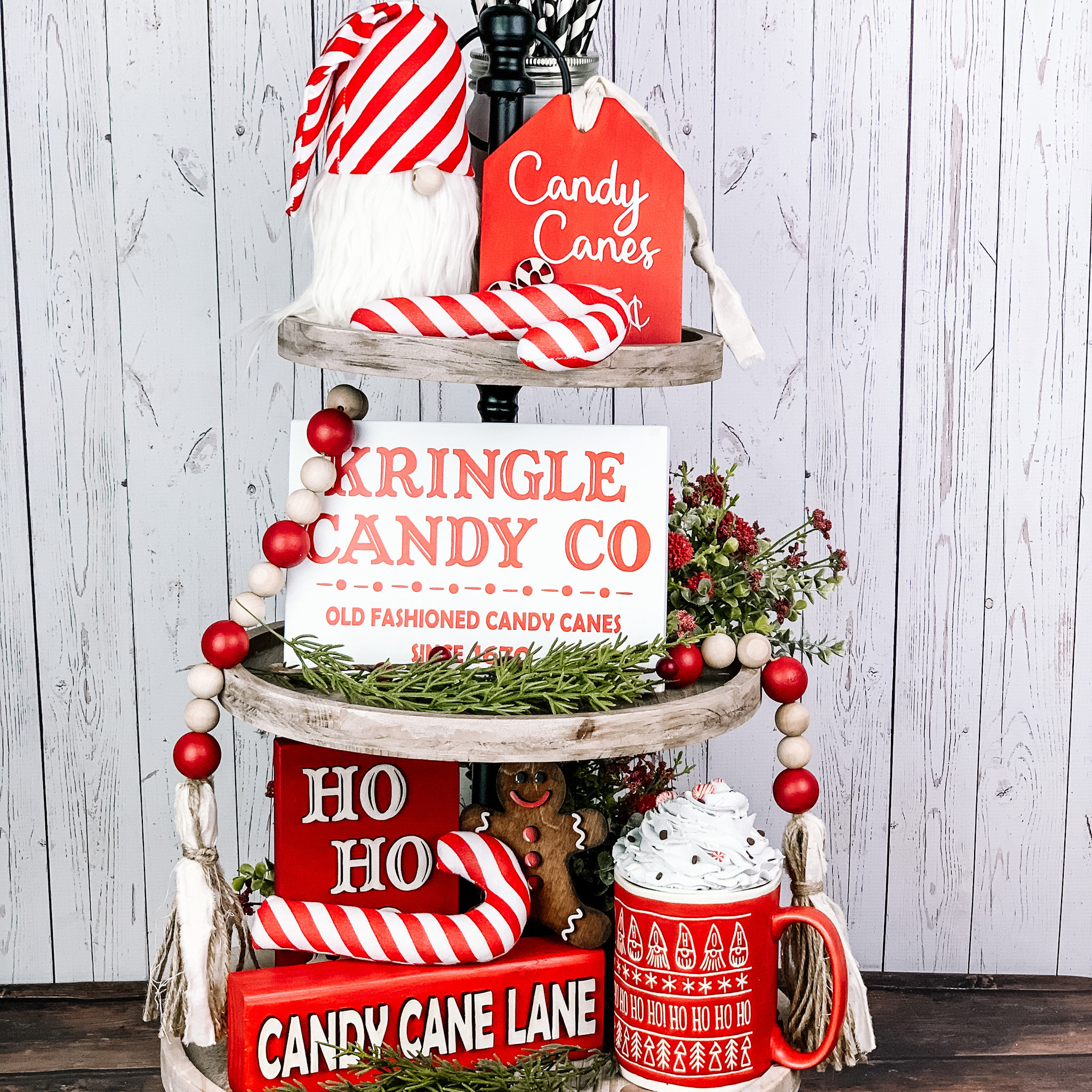 Candy cane signs Christmas Decor 3D signs Tiered Tray Etsy