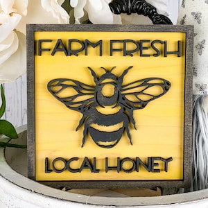 3D Honey Bee Sign: Farmhouse Tiered Tray Decor