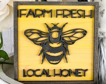 Honey Bee 3D Wood Signs, Tiered Tray Decor, Bumblebee, Honeycomb,  Farmhouse Bee Decor, Bee Decor, Bee Tier Tray Decor