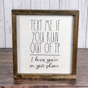 Funny bathroom signs, Farmhouse Sign, Bathroom Sign, Framed Wood Sign, TP Sign, Toilet Paper Sign