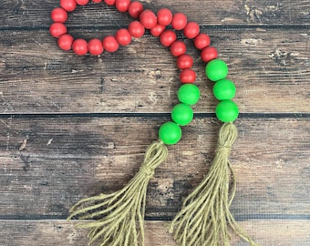 Watermelon Wood Bead Garland: Summer Tiered Tray Decor