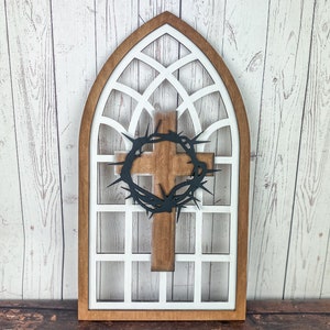 farmhouse window, farmhouse decor, church window, framed arch, cathedral window, window arch, mantle decor, window frame, distressed window