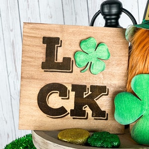 St Patrick&#39;s Day Tiered Tray Decor: Shamrock, Luck, Rainbow Mini Signs