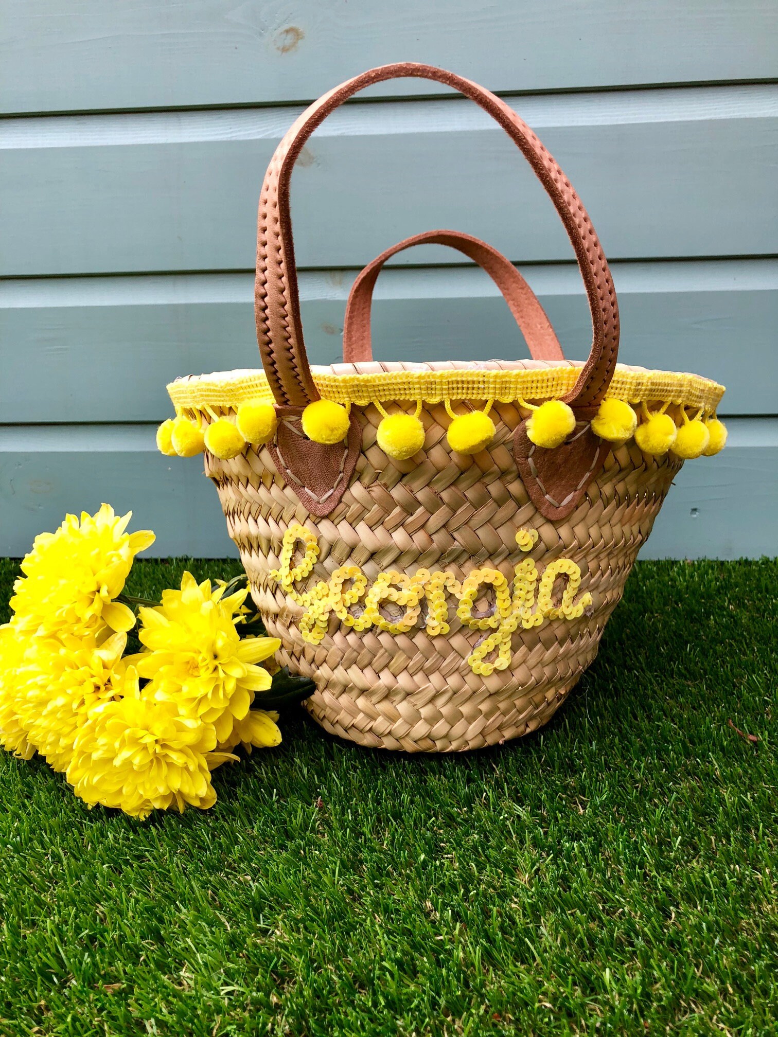 personalised straw basket