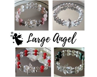 Large Angel stretch lava bracelet pick color Gemstone