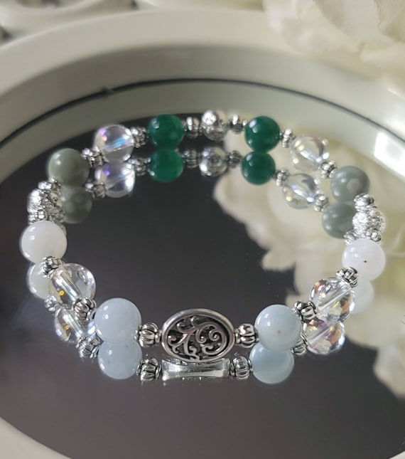 Fluid Retention 8mm Gemstones & Lava Bracelet Stretch Jade, Moonstone,  Moldavite, Clear Quartz, Rose Quartz