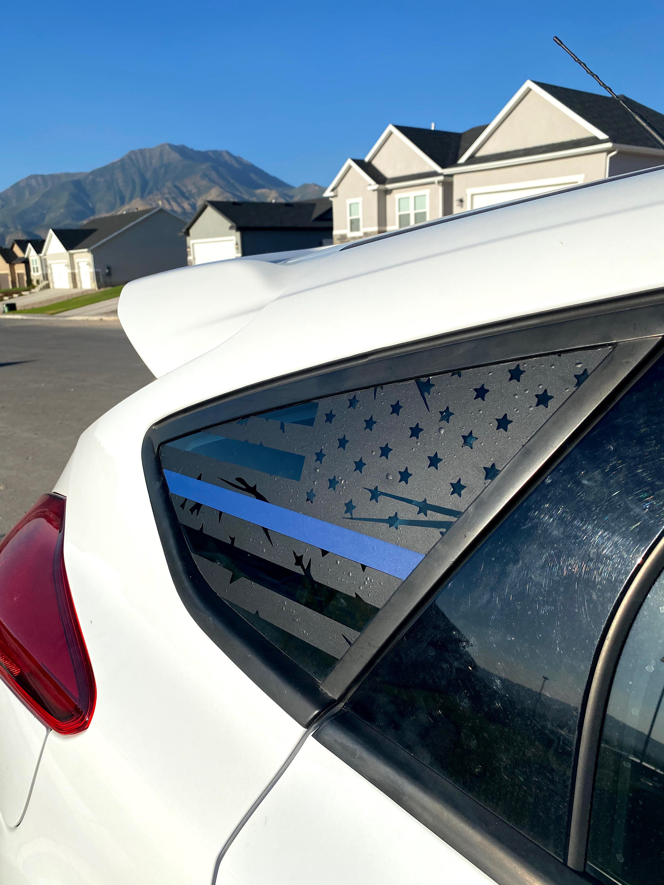 American Flag Car Window Decal Thin Blue Line Decal Law Etsy