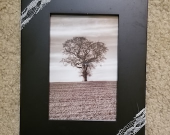 Black Picture Frame with Lace Accents