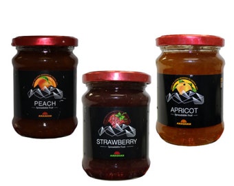 3 Variety Bundle - Pure Apricot Jam, Pure Peach Jam, Pure Strawberry Jam - 11.3 oz