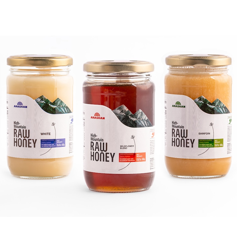 3 Variety Bundle Raw White Honey Natural Sainfoin Honey Etsy