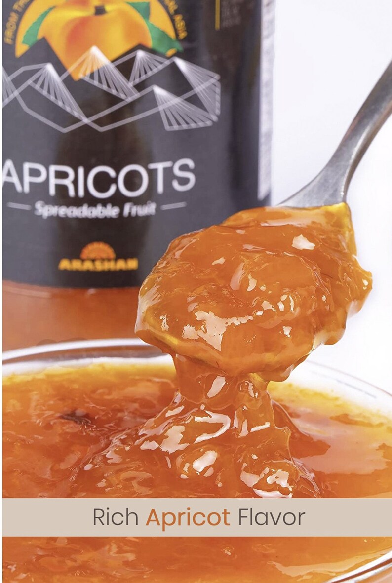 100% Pure Apricot Jam Delicious with No Added Flavoring, Colors, Preservatives. Rich Taste with Perfect Sweetness for Breakfast, Toasts image 2