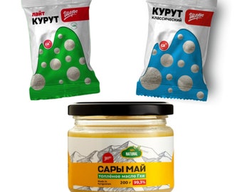 3 Variety Bundle - Ghee Butter (1 Jar), Kurut Classic (Pack of 10), Kurut Lite (Pack of 10)