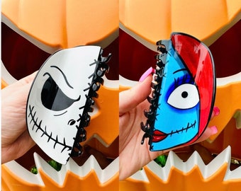 Jack and Sally Hair Clip Halloween hair claw clip nightmare before characters hair clip