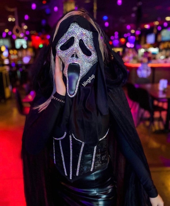 Ghost Face Scream Bling Mask - Sparkling Halloween Accessory for a  Glamorous Look