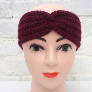 Burgundy headband secret Santa gifts for women, ear warmer gift for mom, crochet hairband Christmas gift ideas for her, birthday present