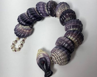 Pure Wampum Scallop Bracelet With Pearls