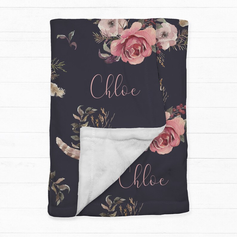 Baby Girl Name Blanket Personalized Floral Baby Blanket Etsy