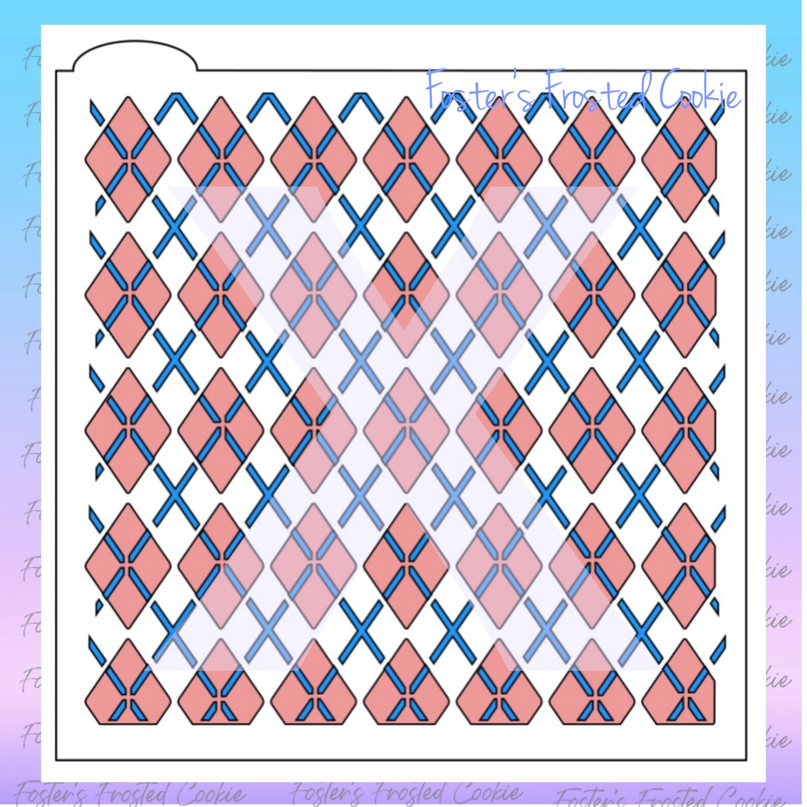 Argyle Cookie Stencil 2 Piece Argyle Pattern Background for Etsy