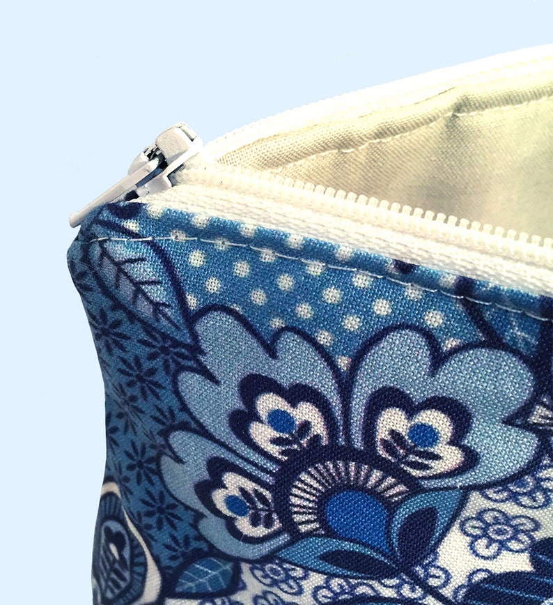 Handmade Blue Floral Cosmetic Bag/make Up/handbag - Etsy UK