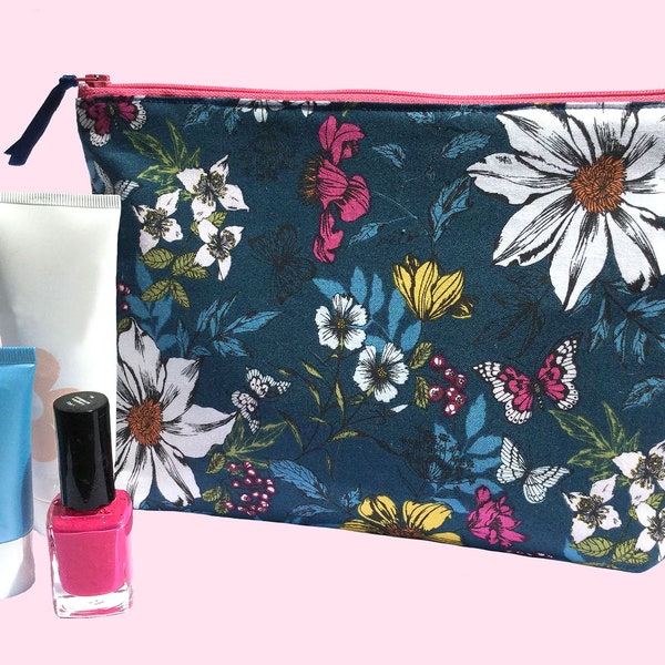 Handmade floral print washbag/cosmetic bag/toiletry bag/travel pouch/perfect gift