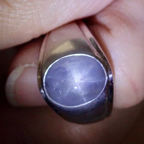 Star Sapphire in White 14K Gold Ring 12.90cts - image 2