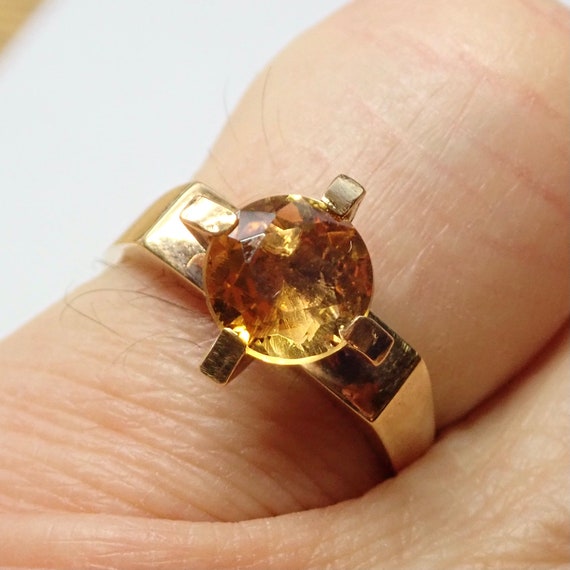 Golden Citrine "1960s" 14K Ring - image 7