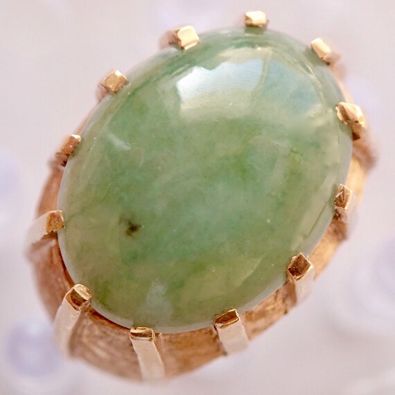 JADEITE Ring 8ct. Deco Style (Natural Untreated Jadeite) w/Certificate View 2