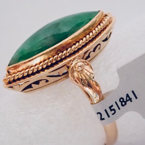 JADEITE GEM Marquise Ring, Natural Certified & Be… - image 3