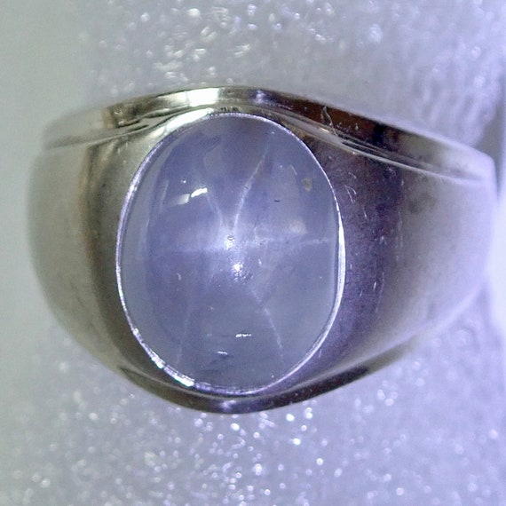 Star Sapphire in White 14K Gold Ring 12.90cts - image 1
