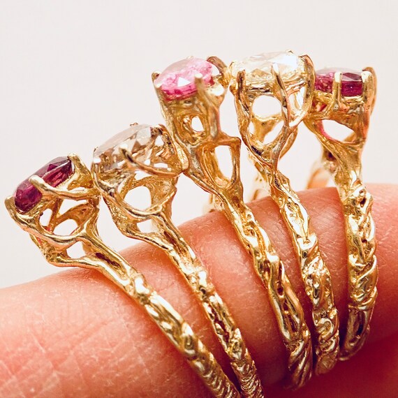 Diamond & Ruby "5 Ring Set", 18K, "Bohemian Beatn… - image 5