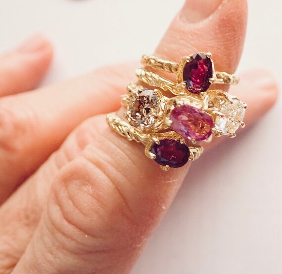 Diamond & Ruby "5 Ring Set", 18K, "Bohemian Beatn… - image 8